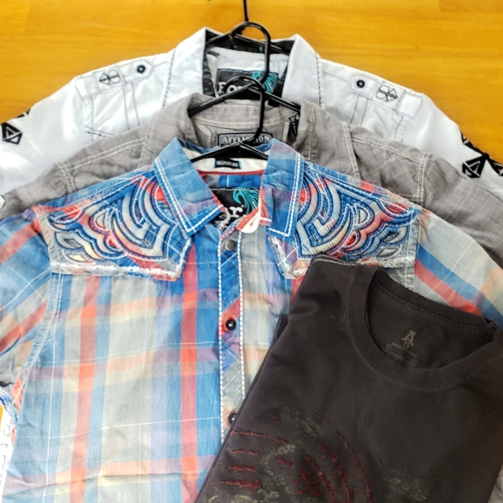 Mens short sleeve shirt bundle (Affliction & Roar)